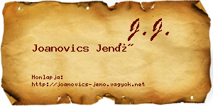 Joanovics Jenő névjegykártya